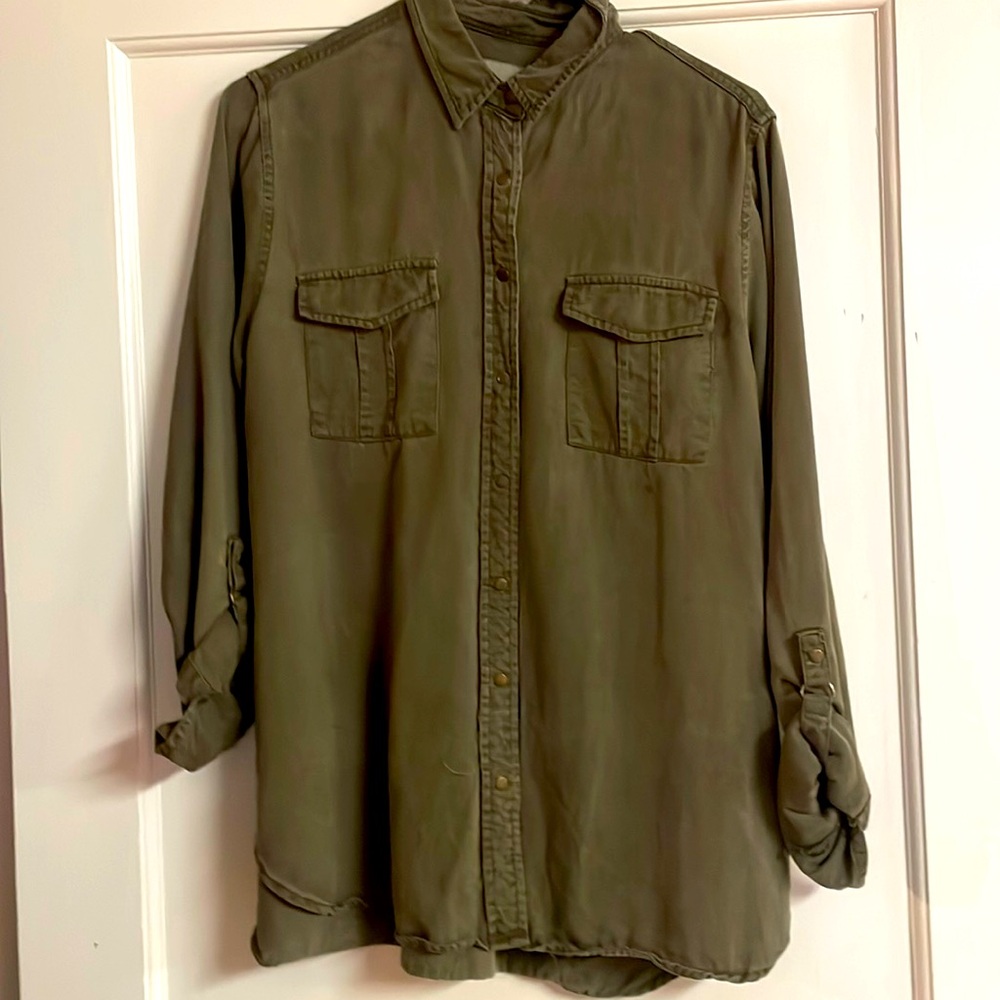 Army Green Button-Up Shirt